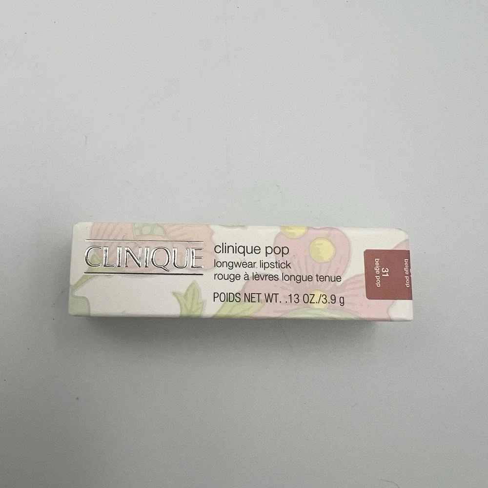 NEW! Clinique Pop Longwear Lipstick Satin Color #31 Beige Pop Full Size .13 OZ